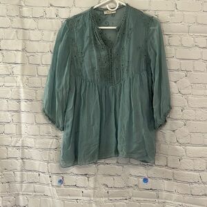 Bellambra Sage Made In ITALY  Silk White Top SZ S